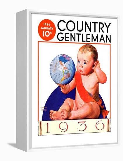 "Baby New Year 1936," Country Gentleman Cover, January 1, 1936-William Meade Prince-Framed Premier Image Canvas