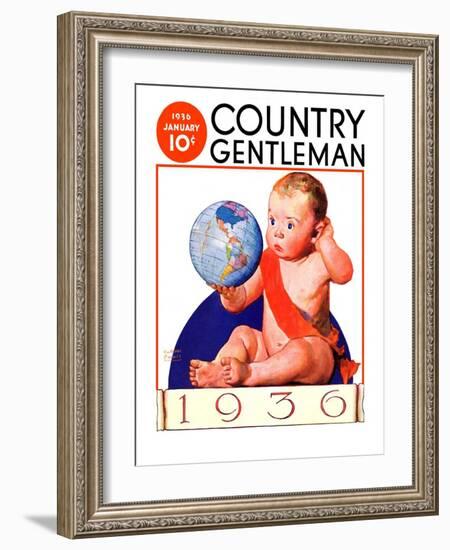 "Baby New Year 1936," Country Gentleman Cover, January 1, 1936-William Meade Prince-Framed Giclee Print