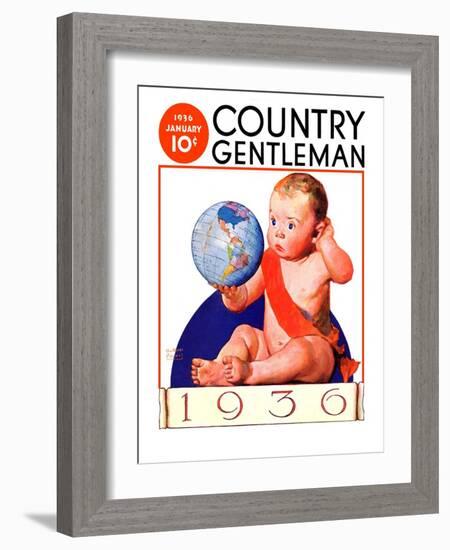 "Baby New Year 1936," Country Gentleman Cover, January 1, 1936-William Meade Prince-Framed Giclee Print