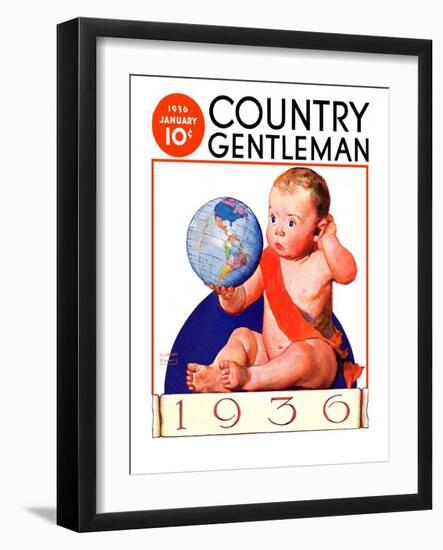 "Baby New Year 1936," Country Gentleman Cover, January 1, 1936-William Meade Prince-Framed Giclee Print