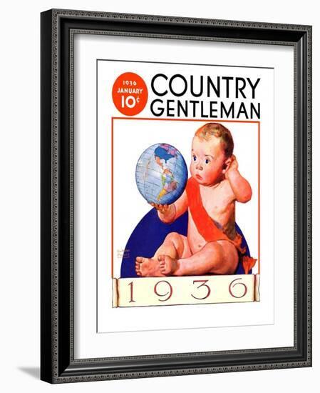 "Baby New Year 1936," Country Gentleman Cover, January 1, 1936-William Meade Prince-Framed Giclee Print