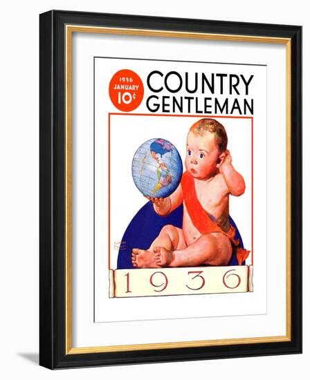 "Baby New Year 1936," Country Gentleman Cover, January 1, 1936-William Meade Prince-Framed Giclee Print