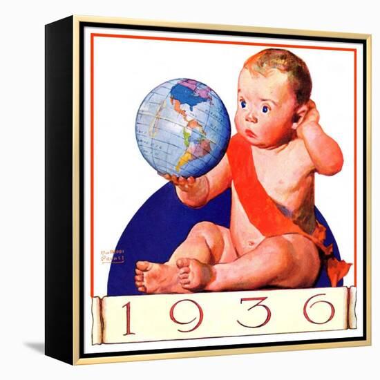 "Baby New Year 1936,"January 1, 1936-William Meade Prince-Framed Premier Image Canvas