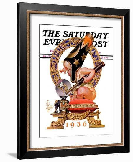 "Baby New Year and Crystal Ball," Saturday Evening Post Cover, January 4, 1936-Joseph Christian Leyendecker-Framed Giclee Print