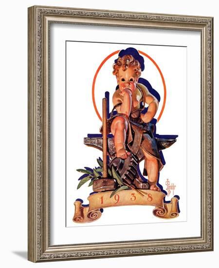 "Baby New Year at Forge,"January 1, 1938-Joseph Christian Leyendecker-Framed Giclee Print