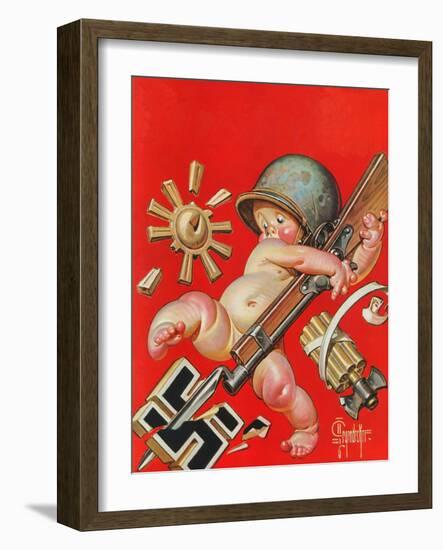 "Baby New Year at War," January 2, 1943-Joseph Christian Leyendecker-Framed Giclee Print