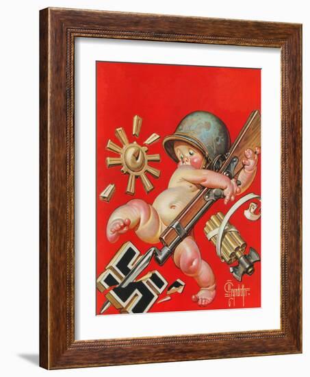 "Baby New Year at War," January 2, 1943-Joseph Christian Leyendecker-Framed Giclee Print