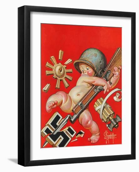 "Baby New Year at War," January 2, 1943-Joseph Christian Leyendecker-Framed Giclee Print