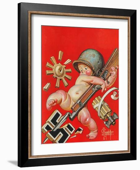 "Baby New Year at War," January 2, 1943-Joseph Christian Leyendecker-Framed Giclee Print