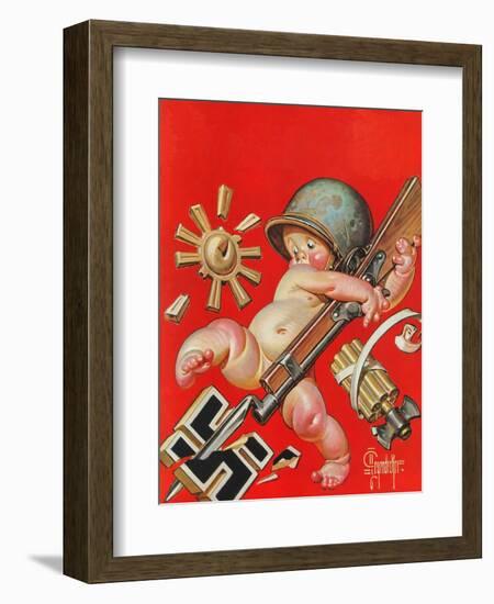 "Baby New Year at War," January 2, 1943-Joseph Christian Leyendecker-Framed Giclee Print