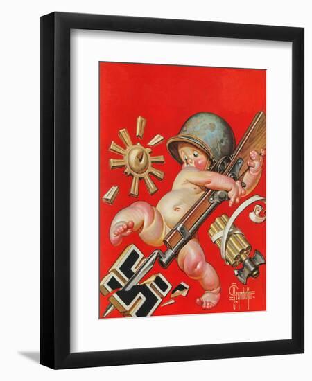 "Baby New Year at War," January 2, 1943-Joseph Christian Leyendecker-Framed Giclee Print
