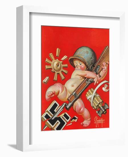 "Baby New Year at War," January 2, 1943-Joseph Christian Leyendecker-Framed Giclee Print