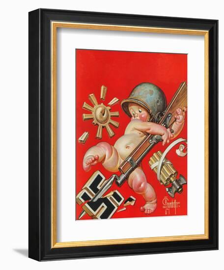 "Baby New Year at War," January 2, 1943-Joseph Christian Leyendecker-Framed Giclee Print