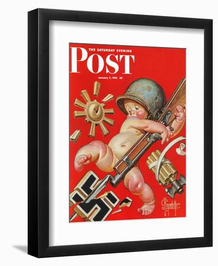 "Baby New Year at War," Saturday Evening Post Cover, January 2, 1943-Joseph Christian Leyendecker-Framed Giclee Print