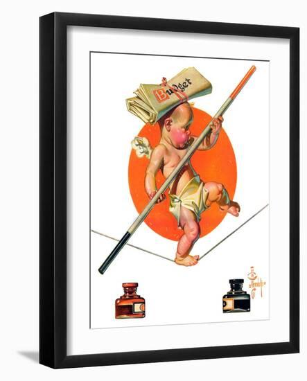 "Baby New Year Balances the Budget,"January 5, 1935-Joseph Christian Leyendecker-Framed Giclee Print