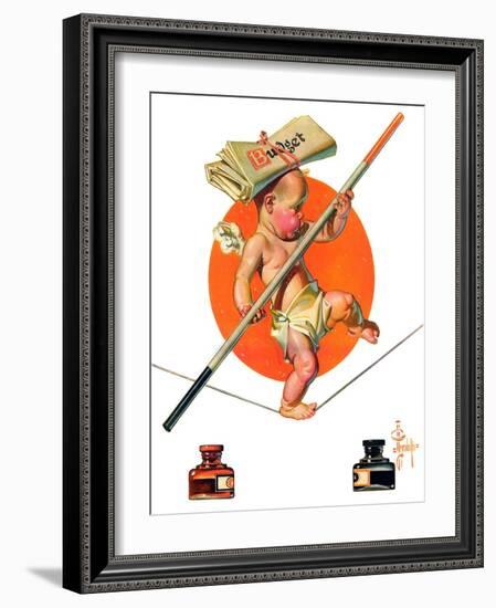 "Baby New Year Balances the Budget,"January 5, 1935-Joseph Christian Leyendecker-Framed Giclee Print