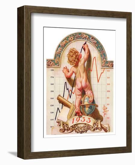 "Baby New Year Charting 1933,"December 31, 1932-Joseph Christian Leyendecker-Framed Giclee Print