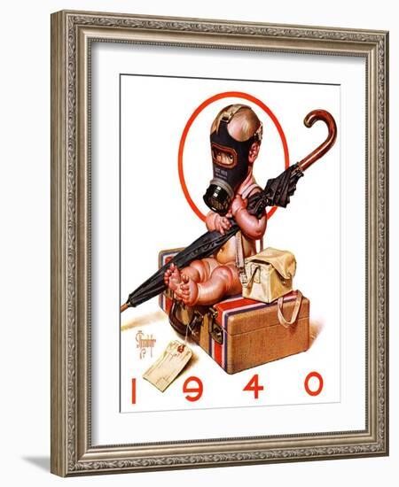 "Baby New Year Ready for War,"December 30, 1939-Joseph Christian Leyendecker-Framed Giclee Print