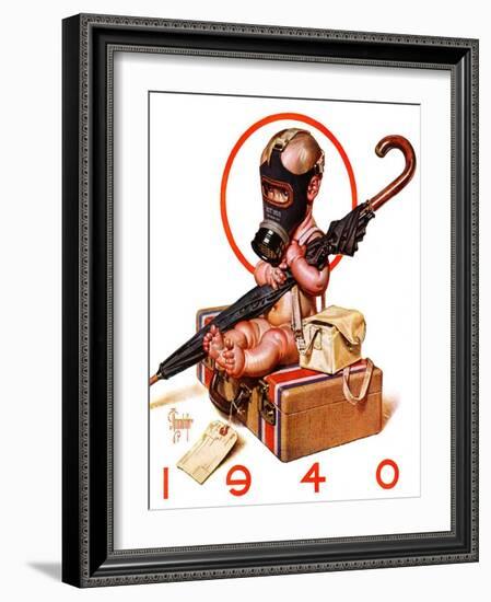 "Baby New Year Ready for War,"December 30, 1939-Joseph Christian Leyendecker-Framed Giclee Print