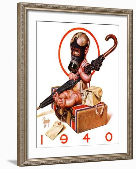 "Baby New Year Ready for War,"December 30, 1939-Joseph Christian Leyendecker-Framed Giclee Print