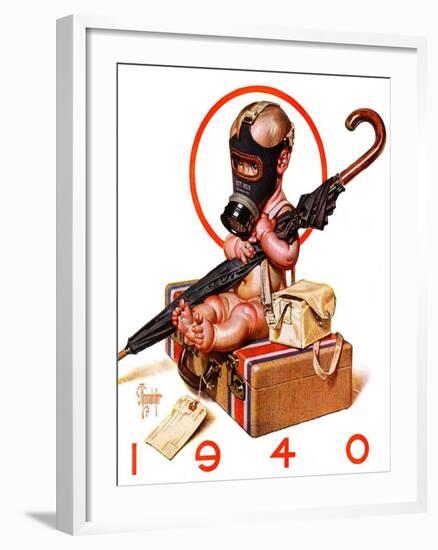 "Baby New Year Ready for War,"December 30, 1939-Joseph Christian Leyendecker-Framed Giclee Print