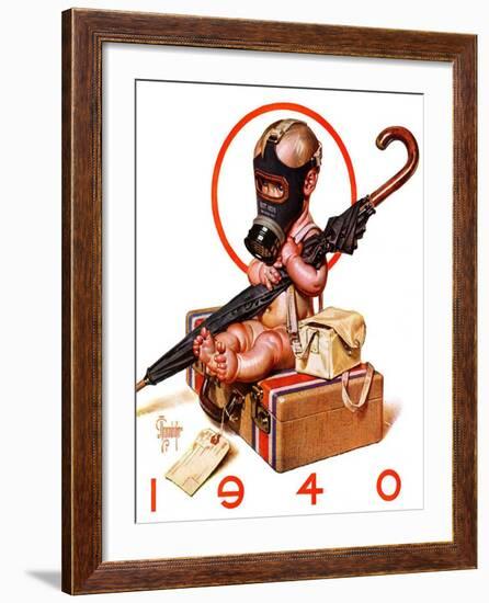 "Baby New Year Ready for War,"December 30, 1939-Joseph Christian Leyendecker-Framed Giclee Print