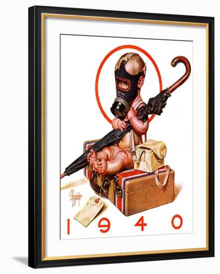 "Baby New Year Ready for War,"December 30, 1939-Joseph Christian Leyendecker-Framed Giclee Print