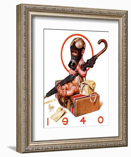 "Baby New Year Ready for War,"December 30, 1939-Joseph Christian Leyendecker-Framed Giclee Print