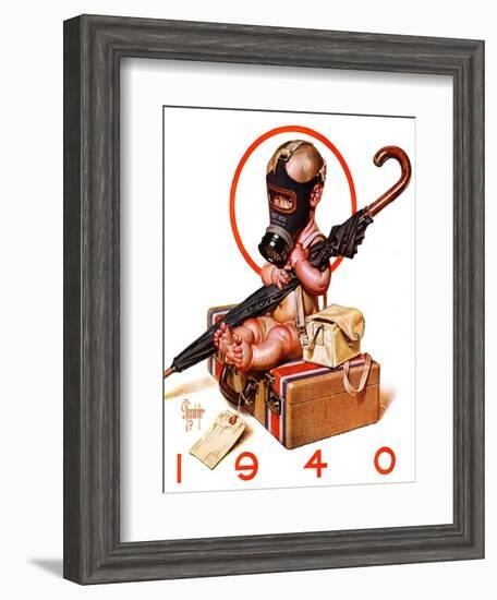 "Baby New Year Ready for War,"December 30, 1939-Joseph Christian Leyendecker-Framed Giclee Print