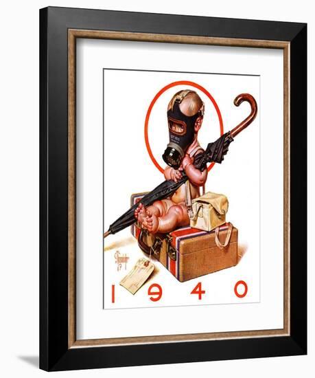 "Baby New Year Ready for War,"December 30, 1939-Joseph Christian Leyendecker-Framed Giclee Print