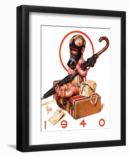 "Baby New Year Ready for War,"December 30, 1939-Joseph Christian Leyendecker-Framed Giclee Print