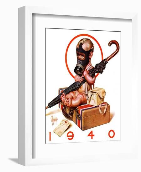 "Baby New Year Ready for War,"December 30, 1939-Joseph Christian Leyendecker-Framed Giclee Print