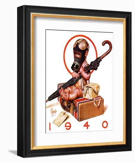 "Baby New Year Ready for War,"December 30, 1939-Joseph Christian Leyendecker-Framed Giclee Print