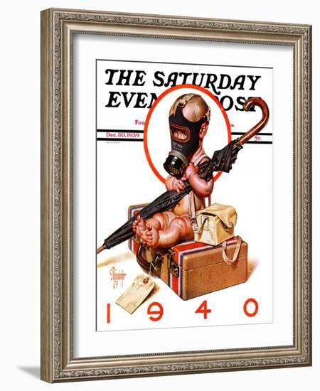 "Baby New Year Ready for War," Saturday Evening Post Cover, December 30, 1939-Joseph Christian Leyendecker-Framed Giclee Print