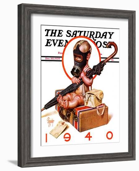 "Baby New Year Ready for War," Saturday Evening Post Cover, December 30, 1939-Joseph Christian Leyendecker-Framed Giclee Print