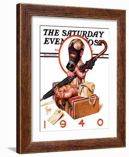 "Baby New Year Ready for War," Saturday Evening Post Cover, December 30, 1939-Joseph Christian Leyendecker-Framed Giclee Print