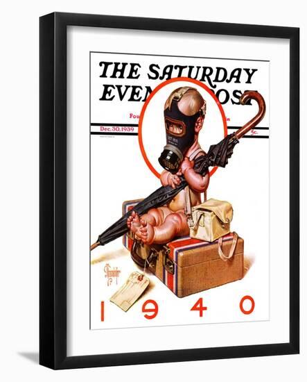 "Baby New Year Ready for War," Saturday Evening Post Cover, December 30, 1939-Joseph Christian Leyendecker-Framed Giclee Print