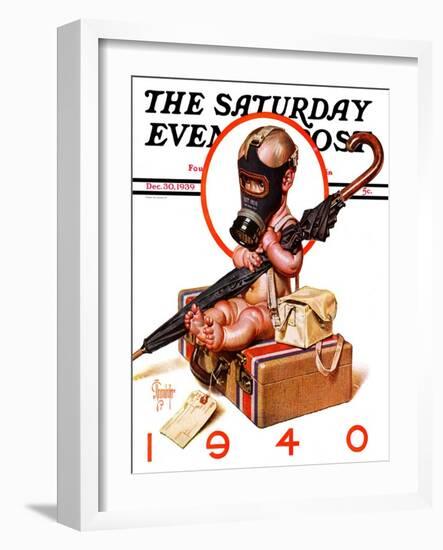 "Baby New Year Ready for War," Saturday Evening Post Cover, December 30, 1939-Joseph Christian Leyendecker-Framed Giclee Print