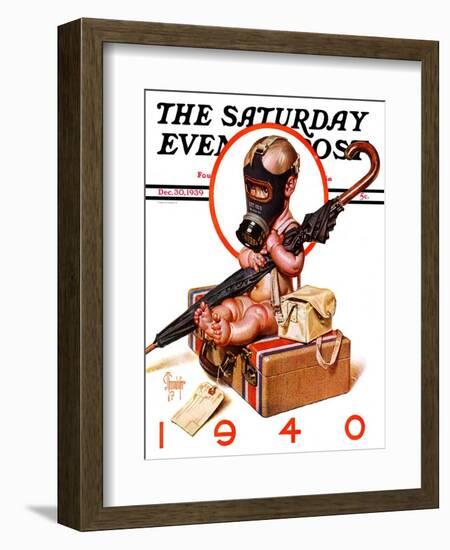 "Baby New Year Ready for War," Saturday Evening Post Cover, December 30, 1939-Joseph Christian Leyendecker-Framed Giclee Print