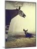 Baby Okapi Sitting on Mat of Straw as Its Mother Looks on at Parc Zooligique of Vincennes-Loomis Dean-Mounted Photographic Print