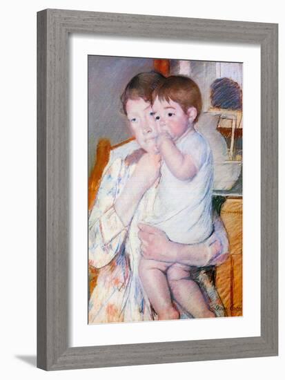 Baby On The Arm of Her Mother-Mary Cassatt-Framed Art Print