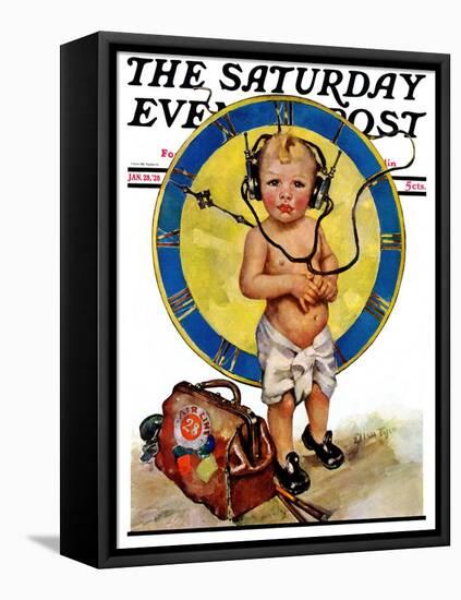 "Baby Pilot," Saturday Evening Post Cover, January 28, 1928-Ellen Pyle-Framed Premier Image Canvas