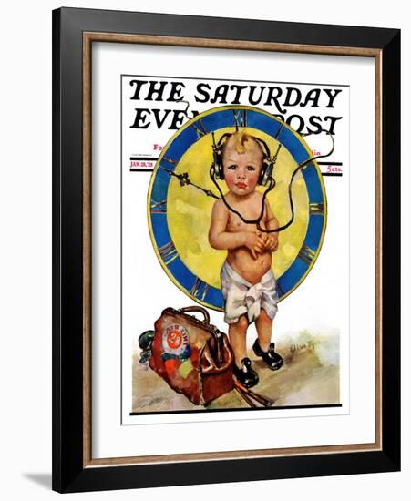 "Baby Pilot," Saturday Evening Post Cover, January 28, 1928-Ellen Pyle-Framed Giclee Print