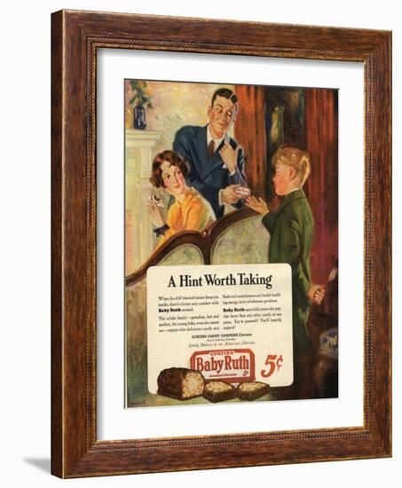 Baby Ruth, Chocolate Sweets, USA, 1927-null-Framed Giclee Print