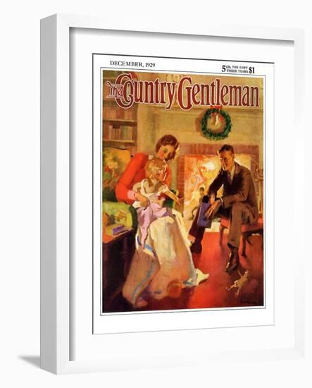 "Baby's First Christmas," Country Gentleman Cover, December 1, 1929-Haddon Sundblom-Framed Giclee Print