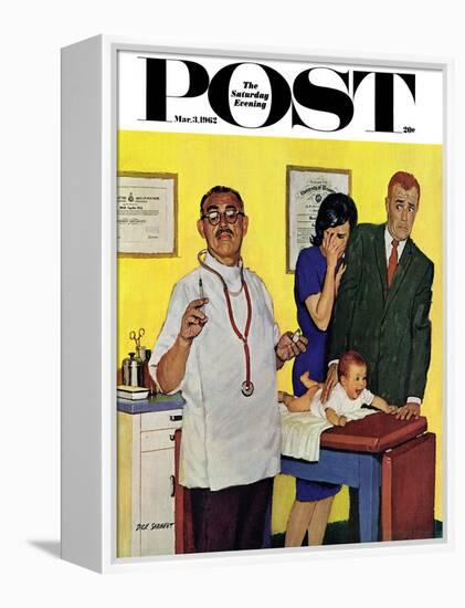 "Baby's First Shot," Saturday Evening Post Cover, March 3, 1962-Richard Sargent-Framed Premier Image Canvas