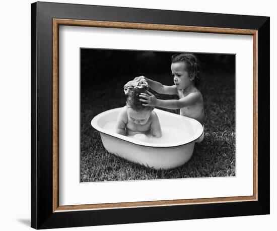 Baby Siblings Taking a Bath-Bettmann-Framed Photographic Print