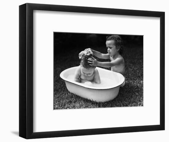 Baby Siblings Taking a Bath-Bettmann-Framed Photographic Print