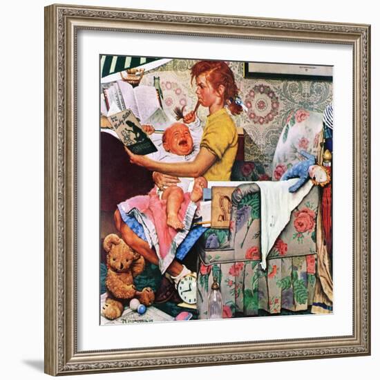 "Baby Sitter", November 8,1947-Norman Rockwell-Framed Giclee Print