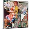 "Baby Sitter", November 8,1947-Norman Rockwell-Mounted Giclee Print